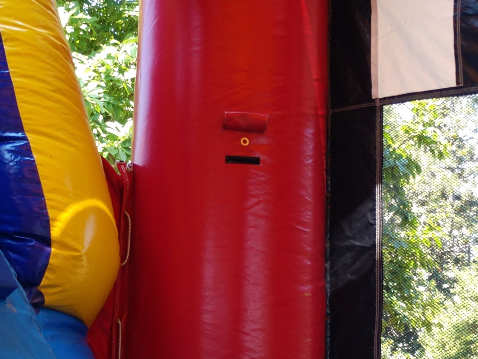 Keep cool with air vents at all four corners of the Sports themed combo bounce house and water slide